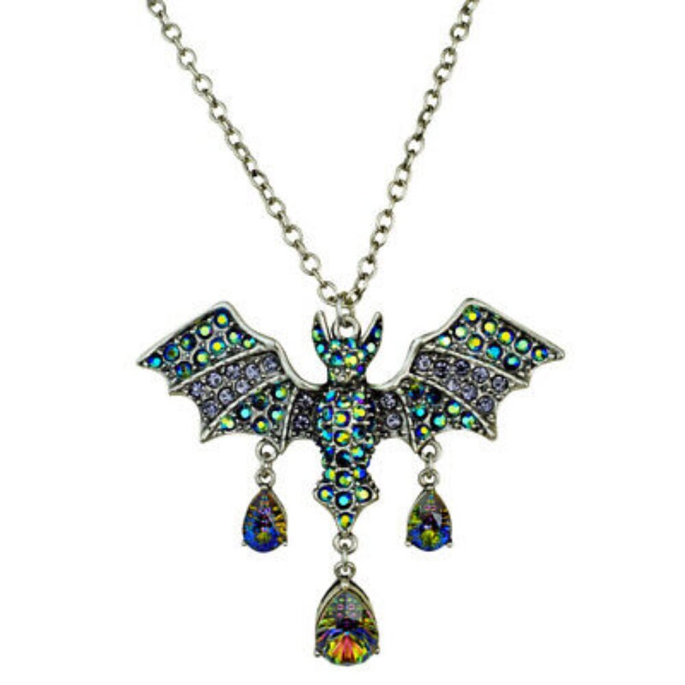 Kirks Folly Cosmic Bat Queen Necklace Signed. Limited Edition. Silvertone
